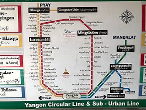 ヤンゴン環状線のマップ（撮影：生方正）