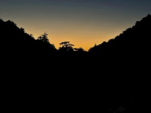 登山道から見た日の出（撮影：生方正）